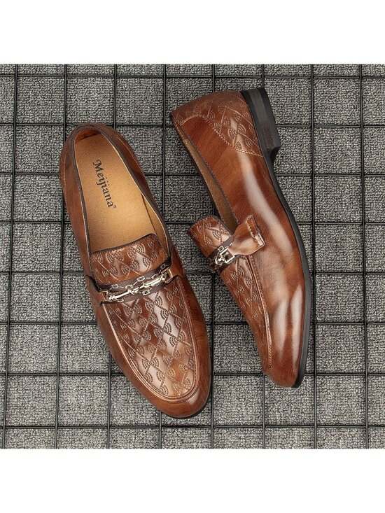 Meijiana Men\'s Brown06 Microfiber Loafers Buckle PU Leather Weeding Dress Shoes main image 4